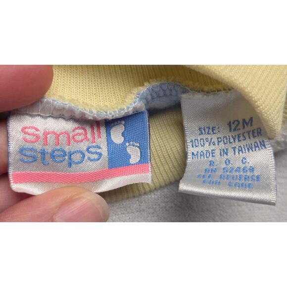 Vintage Small Steps 12 M Boys Sweat Suit Sweater Joggers Puppy Pal Blue Yellow - Picture 2 of 4